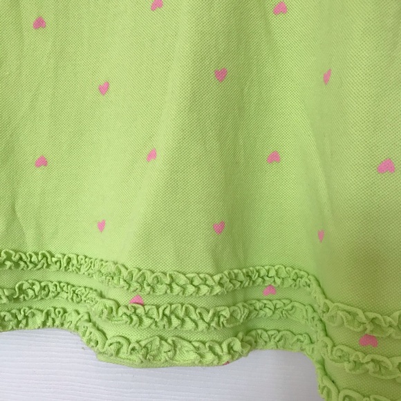 Girls size 12 green with pink hearts cotton dress. - Picture 6 of 11